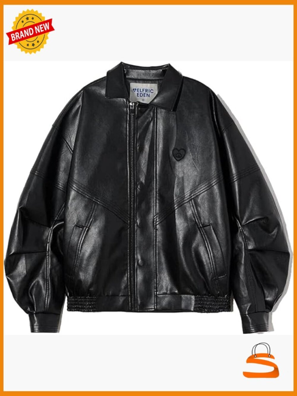 Oversized Faux Leather Motorcycle Bomber Jacket Coat Y2k Streetwear